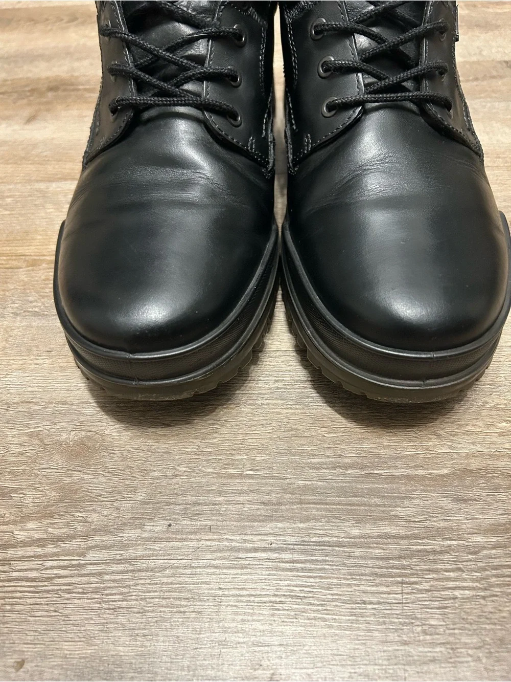 Ecco Track 6 Men SZ 46 US‎ 12 Gore-Tex Low Black Leather Lace-Up Boots Lug Sole